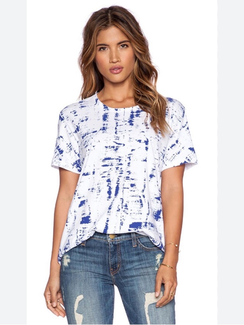 Rag & Bone Printed Tomboy Tee in Indigo Paint NWOT
